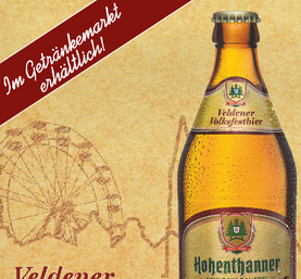 Etikett der Sonderabfüllung des Veldener Volksfestbieres der Schlossbrauerei Hohenthann